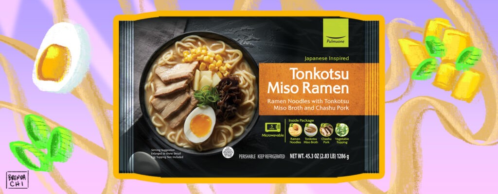 Ramen over illustration of ramen with egg