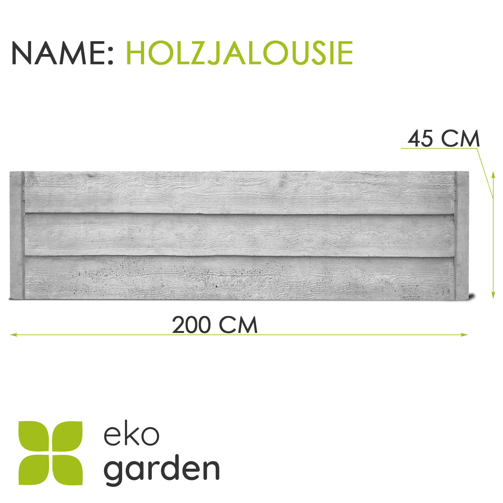 Betonplatte "Holzjalousie" für Betonzaun