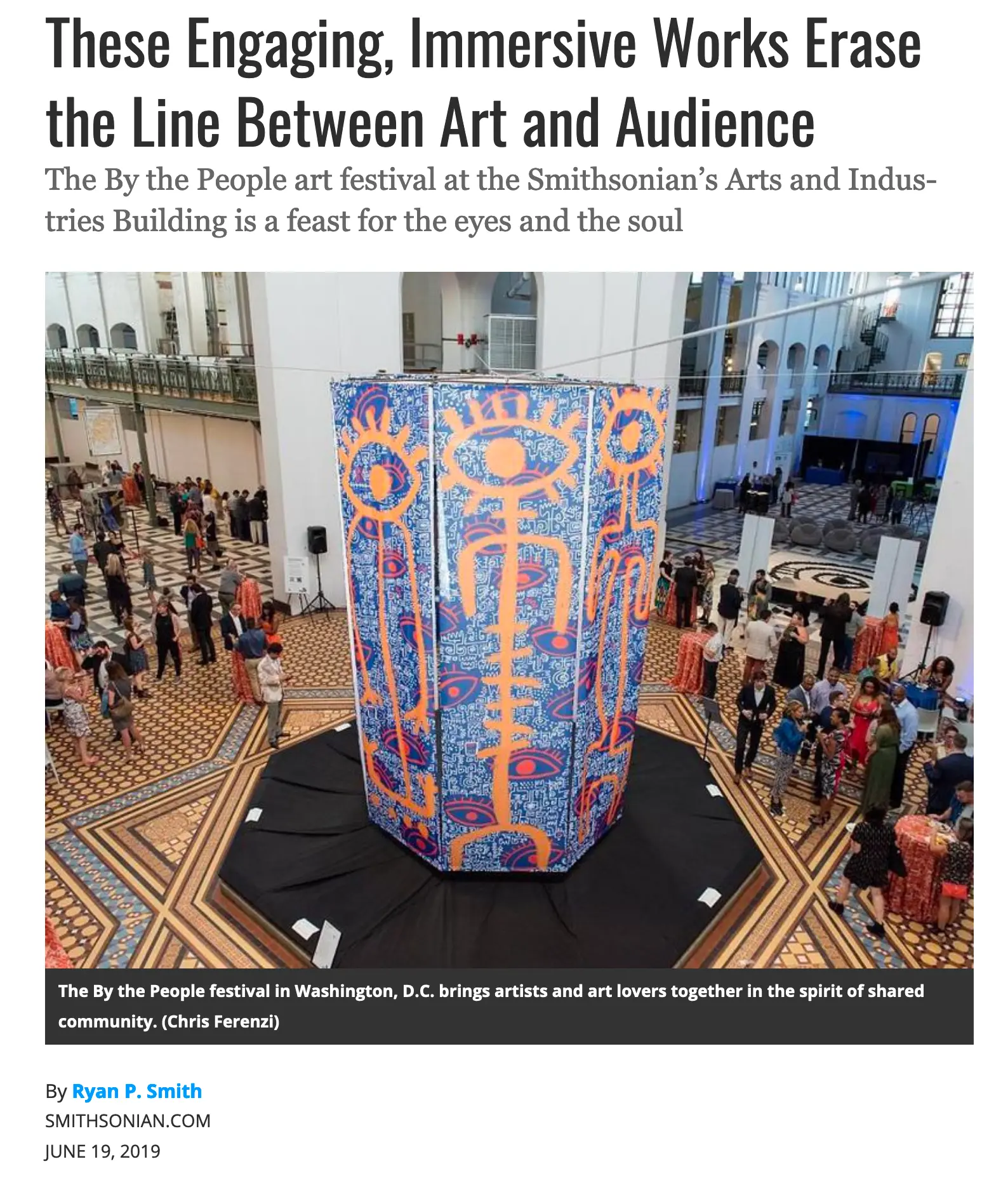 Eye See You, c.2019
Digitally printed Fabric
Size: 17 feet
Smithsonian Instituition
Arts and Industry Building,
Washington DC