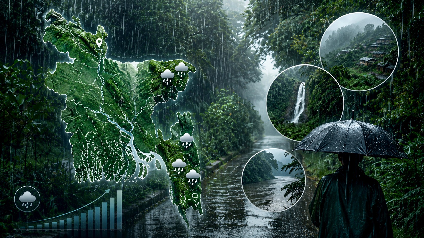 বাংলাদেশের সবচেয়ে বেশি বৃষ্টিপাত হয় যে ১০ জেলায়