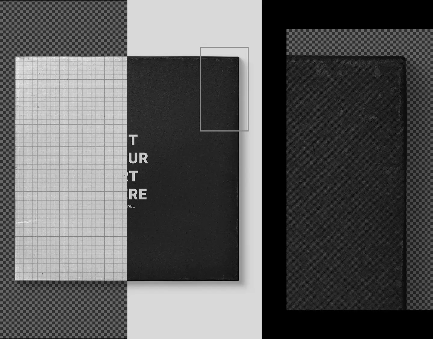 Vintage Reel Tape Box Mockup detailed chipboard texture and packaging material.