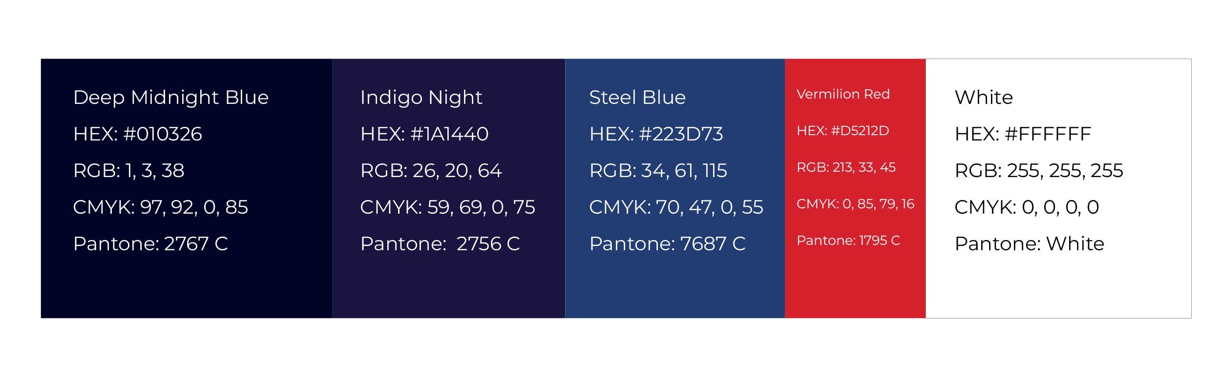 colour palette of the project
