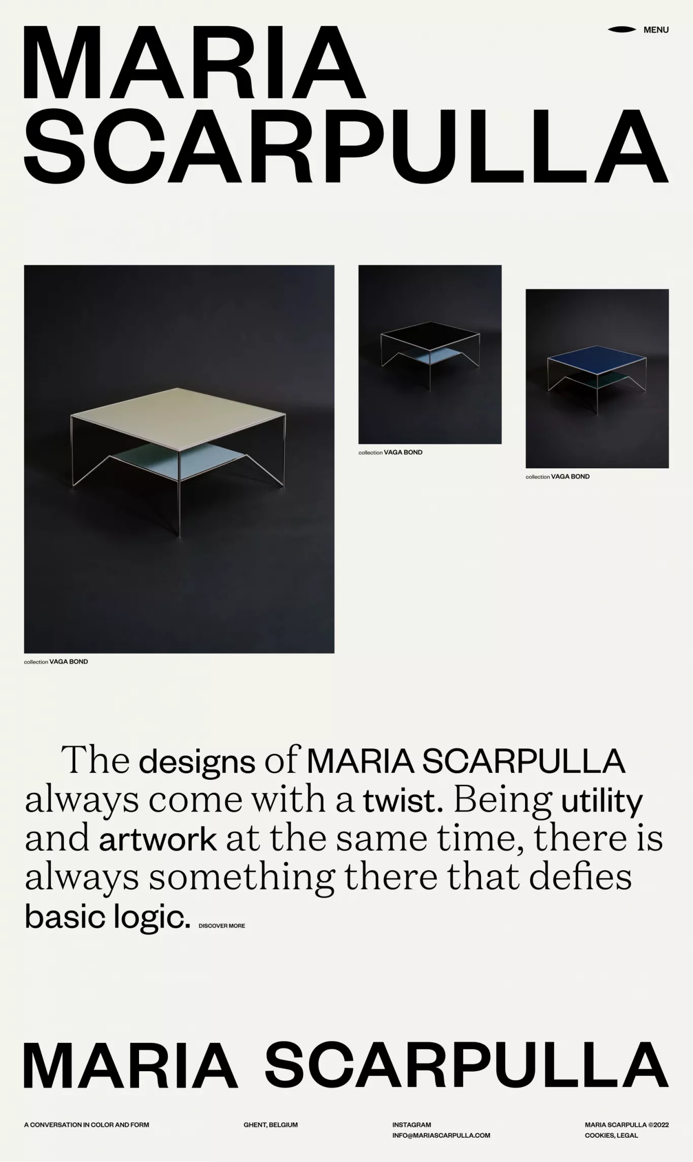 Maria Scarpulla portfolio page screenshot showcasing Design and Furniture & Interiors design