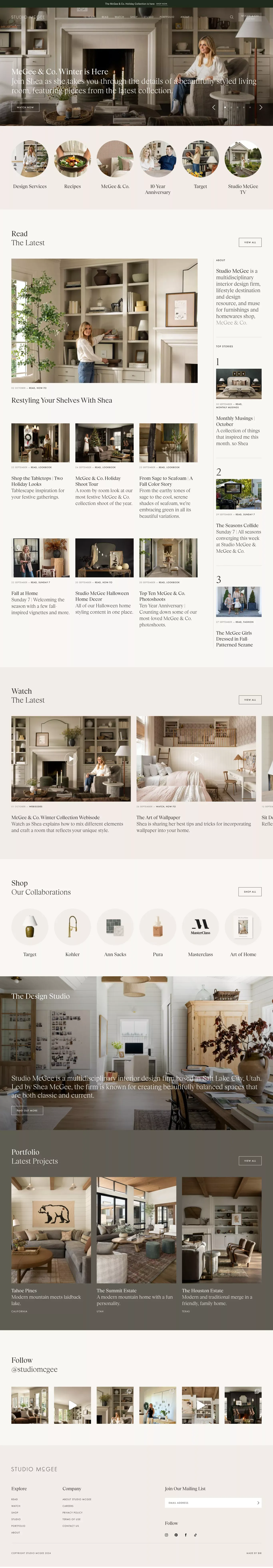 Get Inspired - Interior Design & Fashion portfolio page screenshot showcasing Design and Furniture & Interiors design