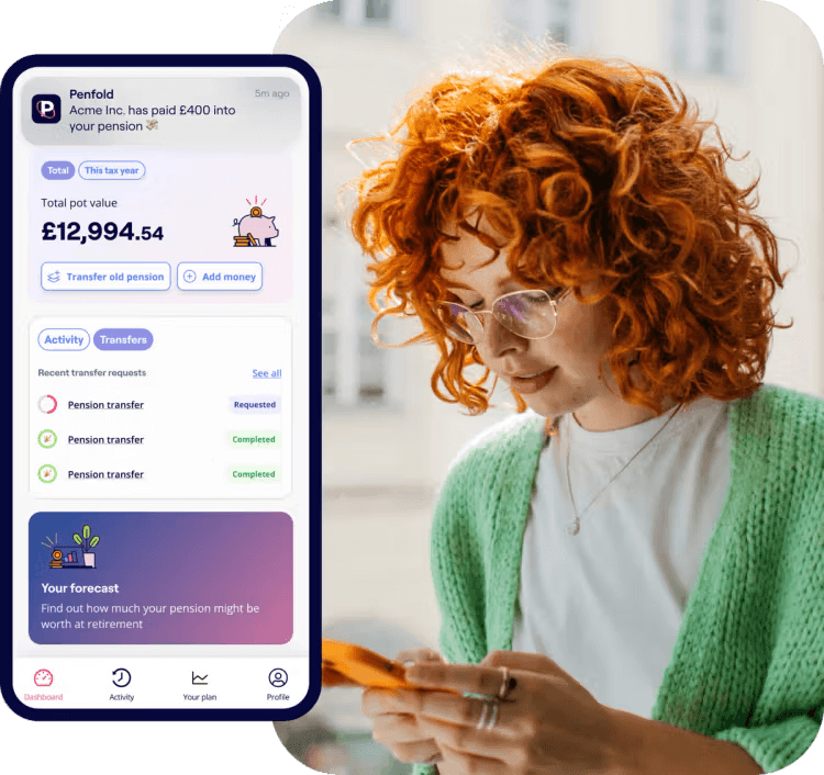 Penfold pensions app on a phone