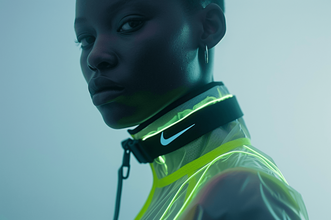 african american model wearing futuristic nike streetwear