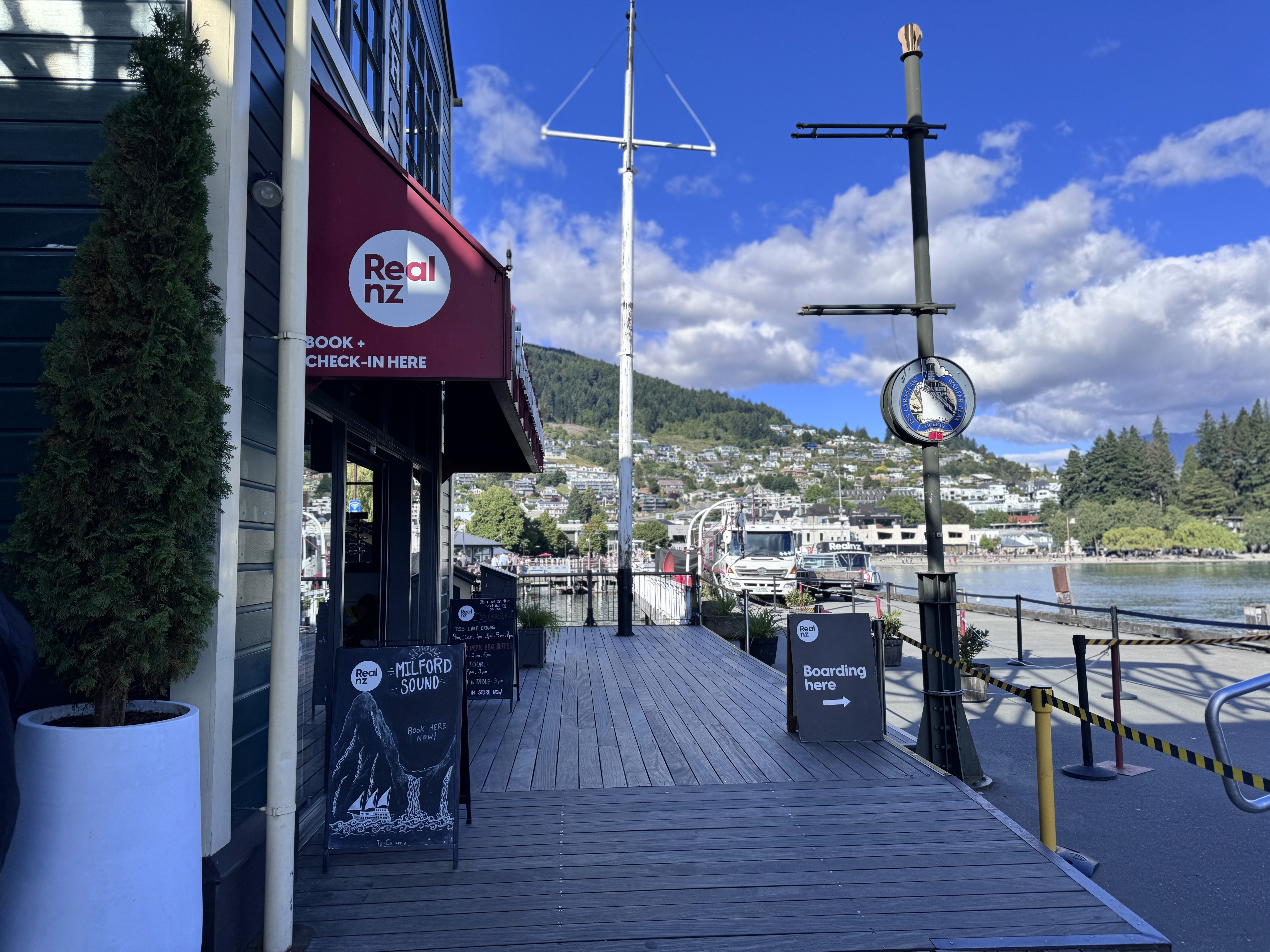 The steamer wharf complex at Queenstown by the lake