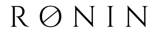 The image features the word "RONIN" stylized in uppercase, with a unique slashed zero used for the letter "O," set against a transparent background.