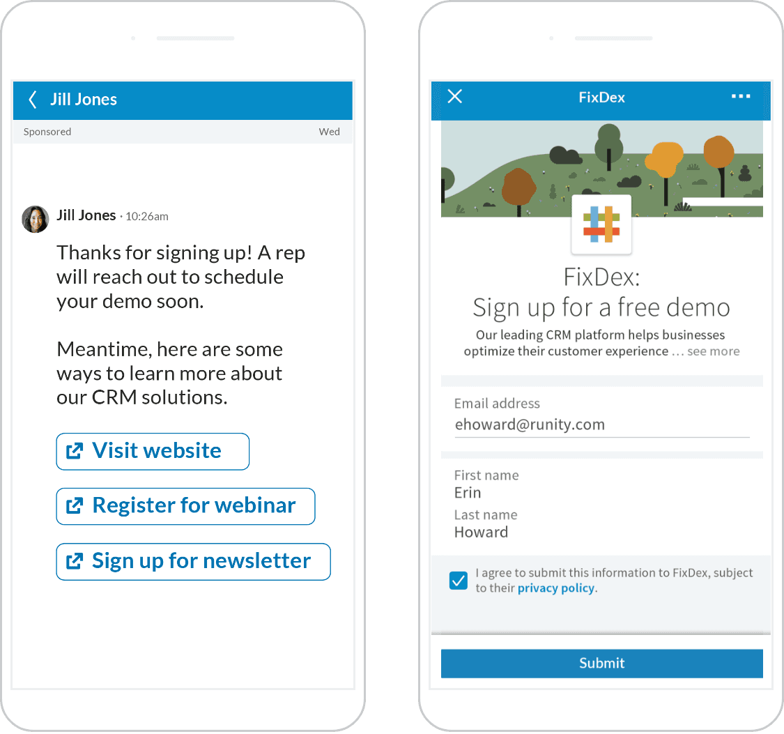 Conversation Ads Allow Members to Have Private Conversations With Those Who Accepted Your Request