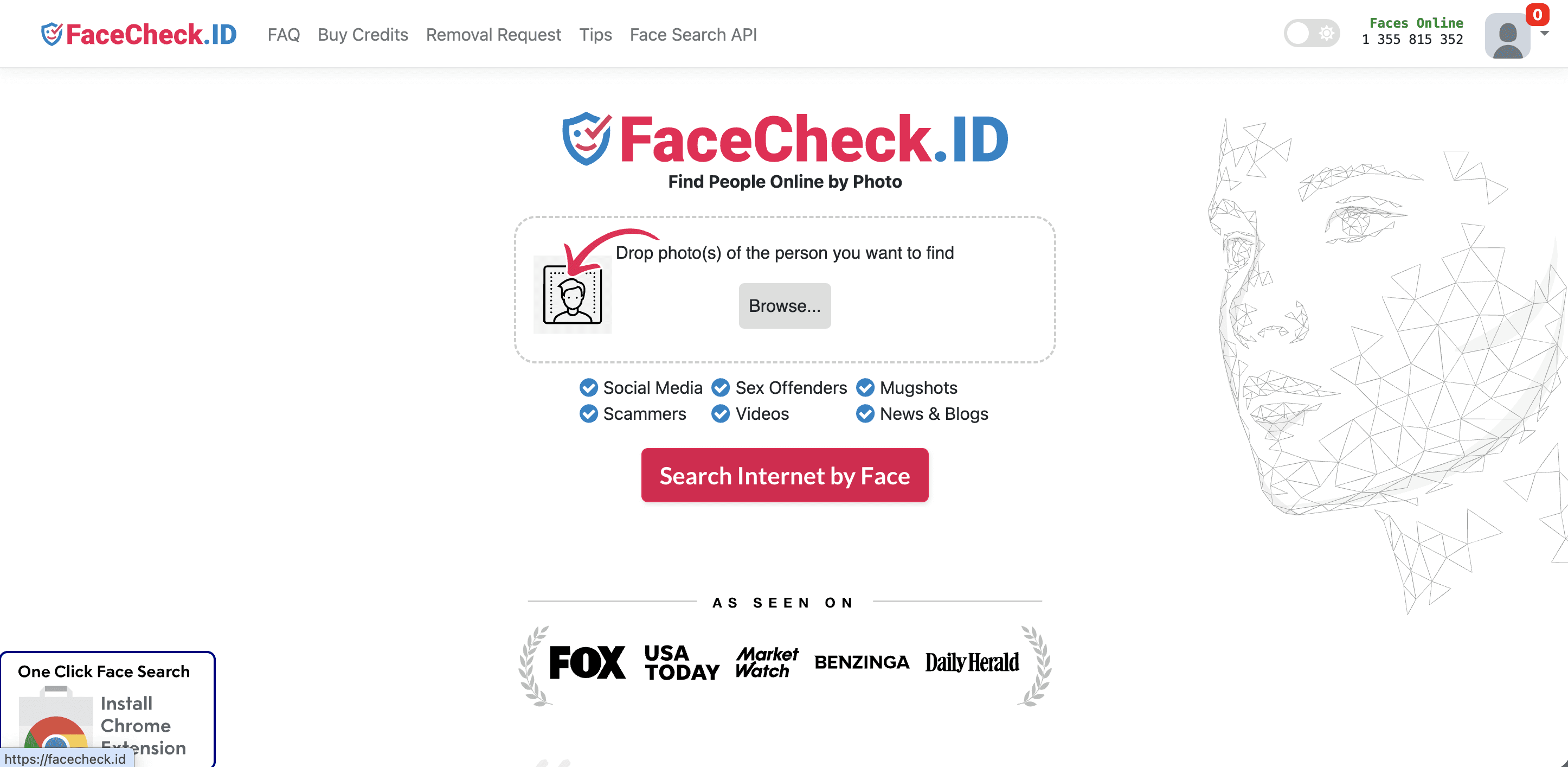 facecheck id landing page