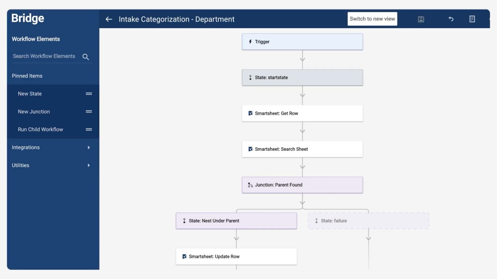 Smartsheet's builder for creating automated workflows