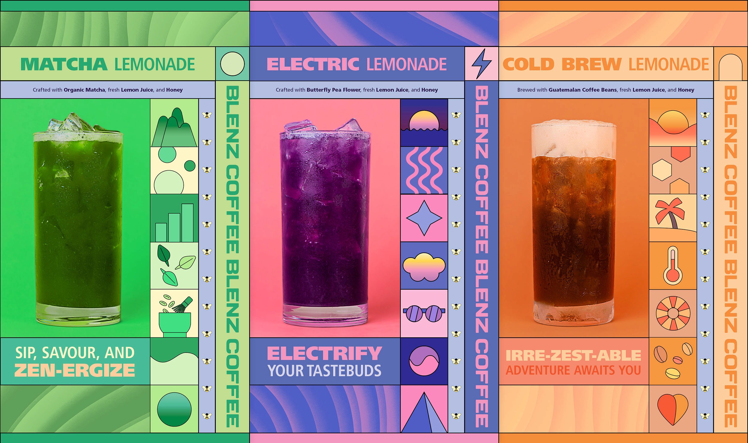 Individual poster design for each hero product.