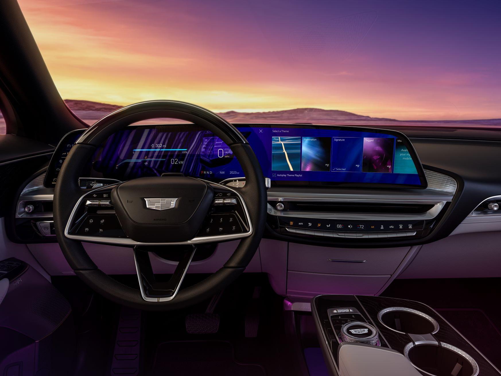 The 2024 Cadillac Lyriq displaying 4 default themes.