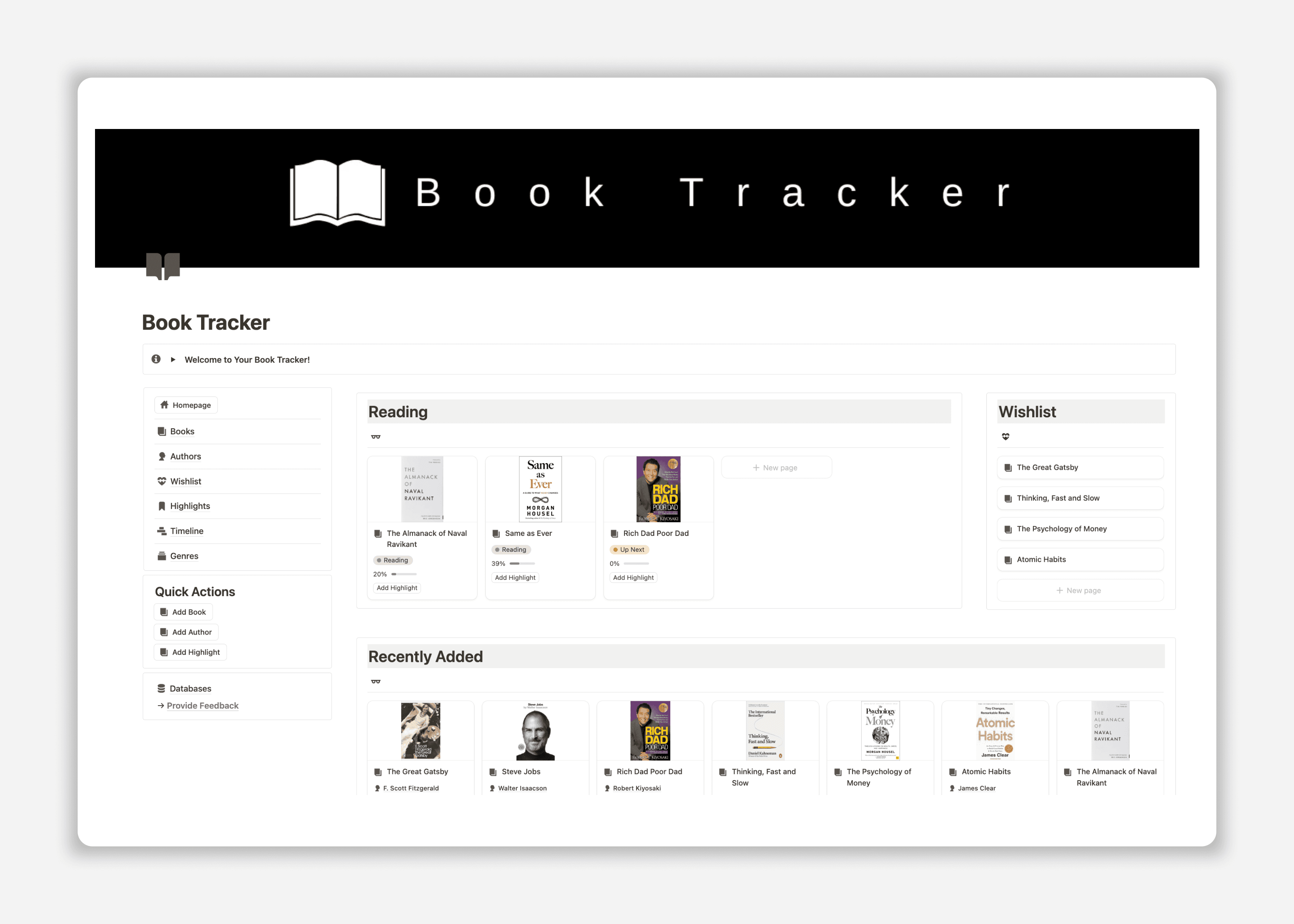 Notion Book Tracker Template - Web Feature1 - Dynamic Homepage