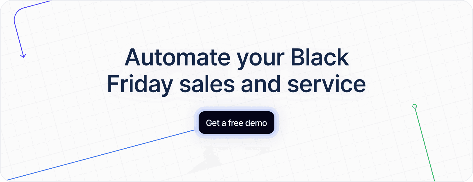 Cue platform banner promoting automated Black Friday sales and service with demo button.