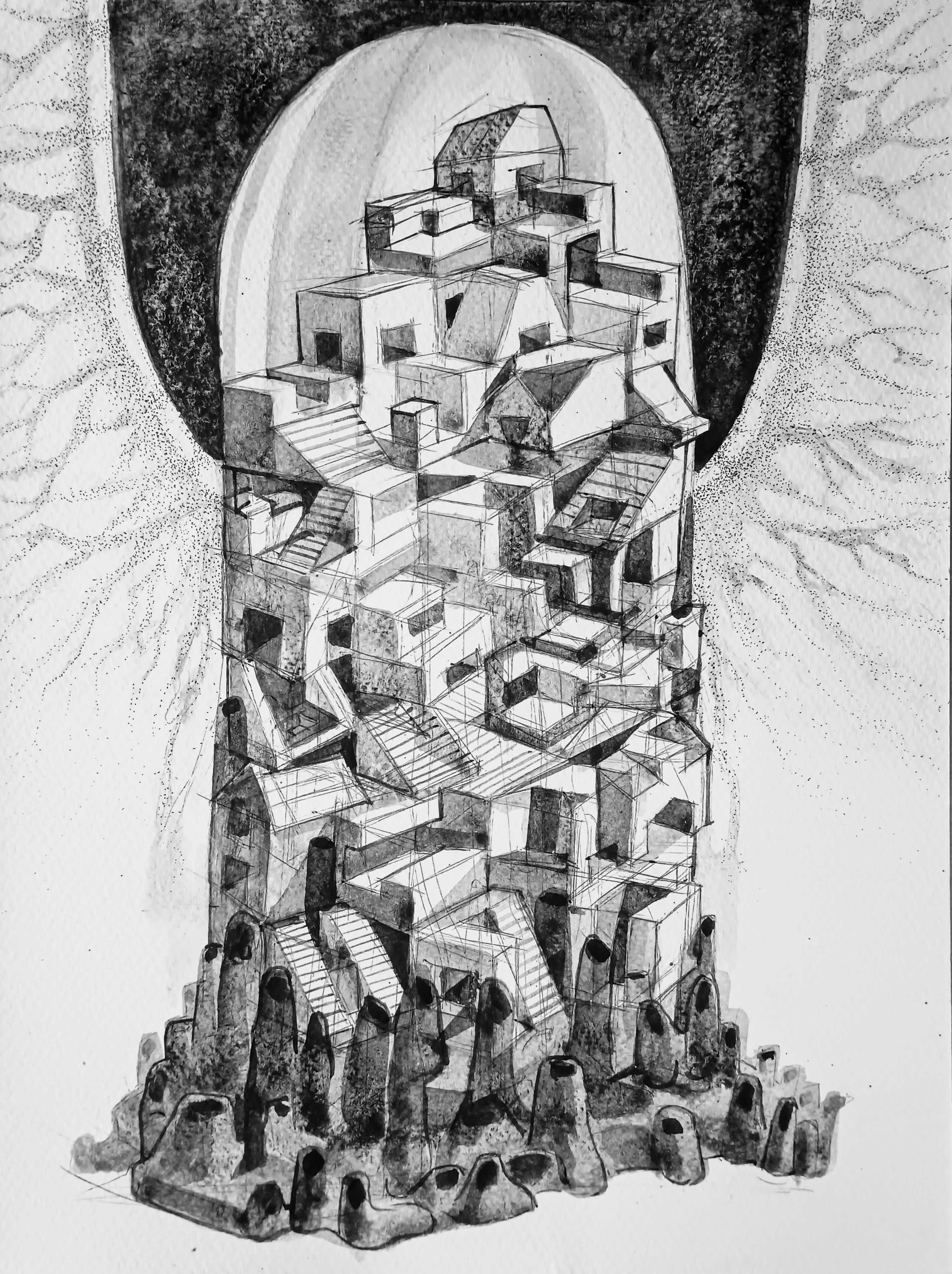 herd of sheep on road painting