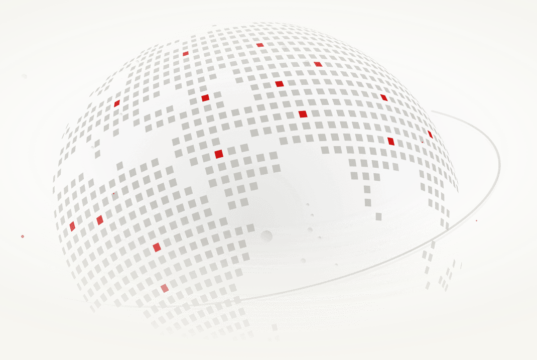 An earth with squares marked as red to showcase geo-targeting.