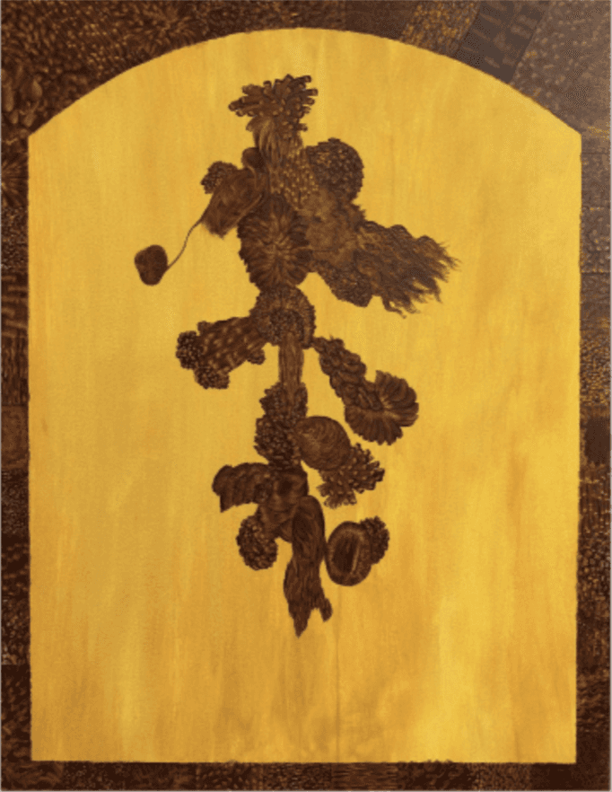 herd of sheep on road painting