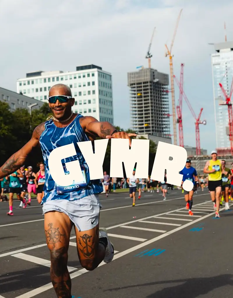 GYMR workbook spread with motivational typography and creative collage elements