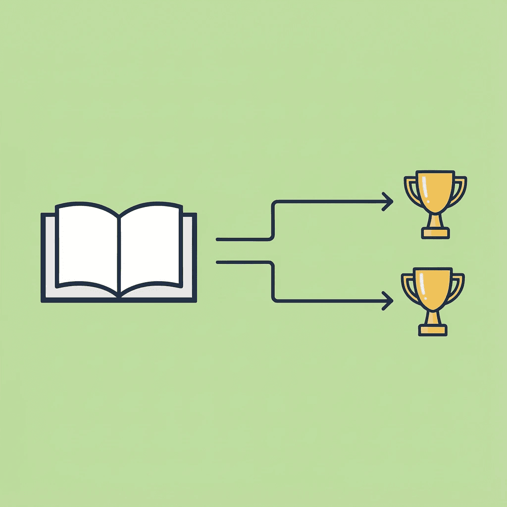 Two paths splitting from studying math: one path (passive exposure) leads to test failure, the other (active mastery) leads to success