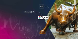 UX Design Institute graphic showing Wall Street’s Charging Bull alongside the Figma logo, symbolising how Wall Street has bet big on Figma and its AI-powered future in design.