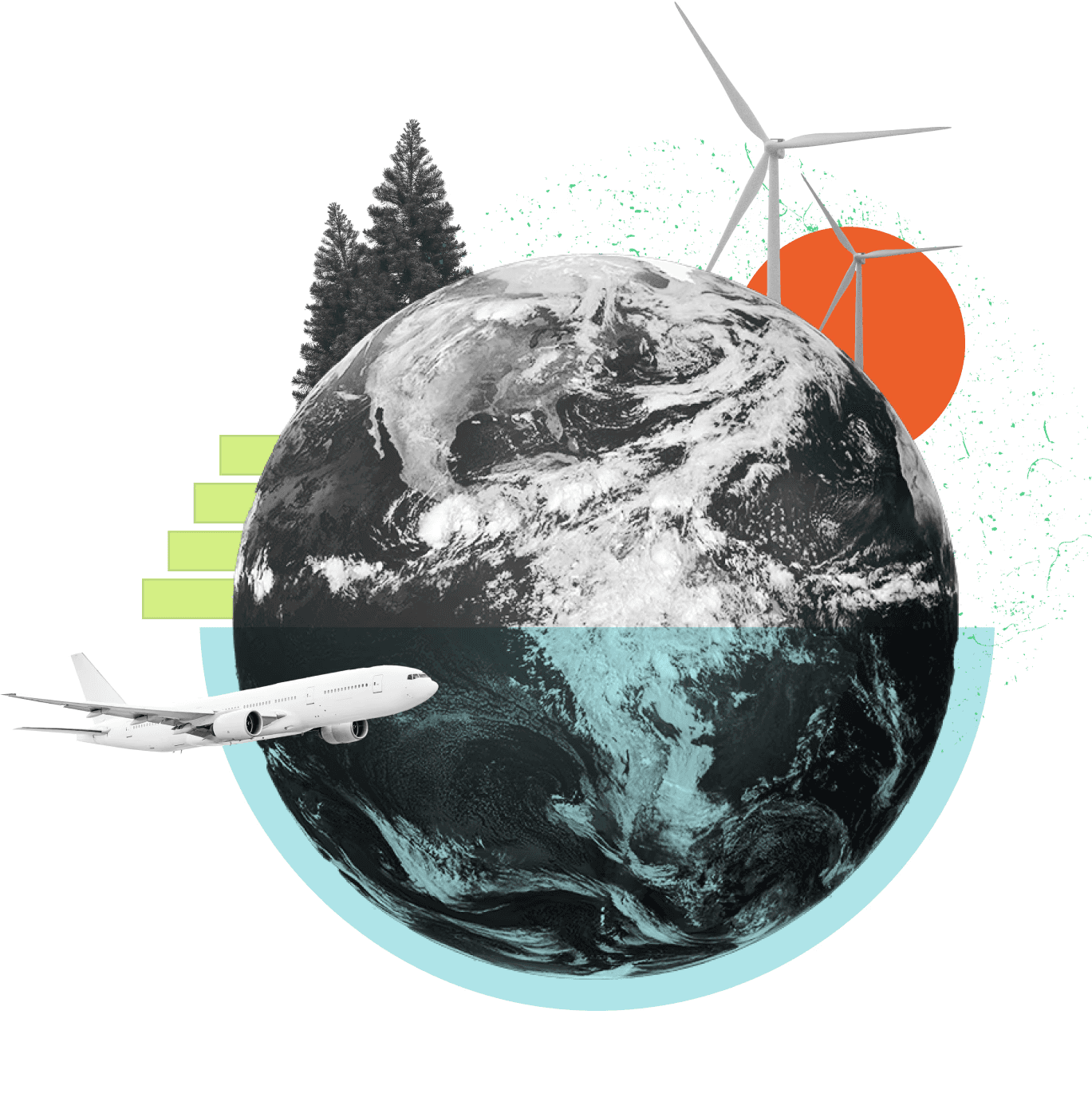 Collage illustration representing global carbon management 