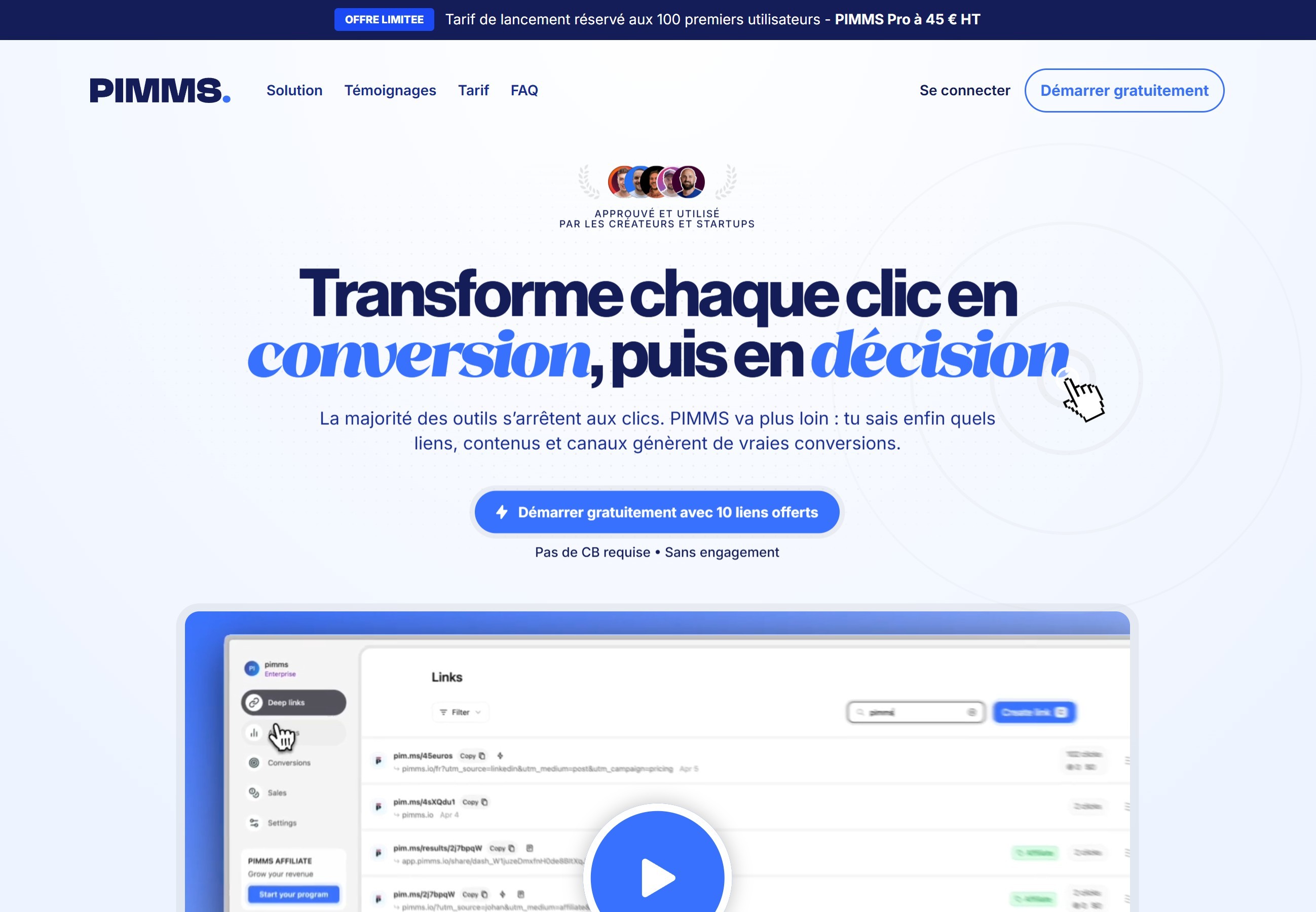 landing page framer pimms