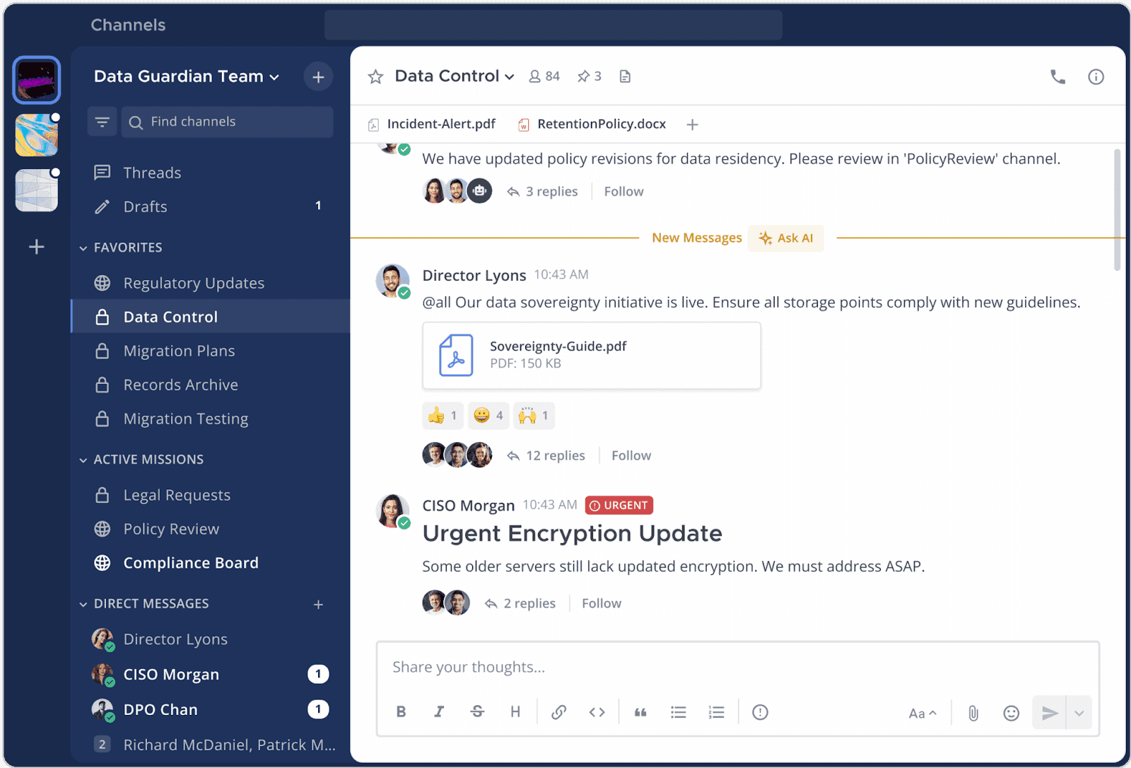 Interface of Mattermost