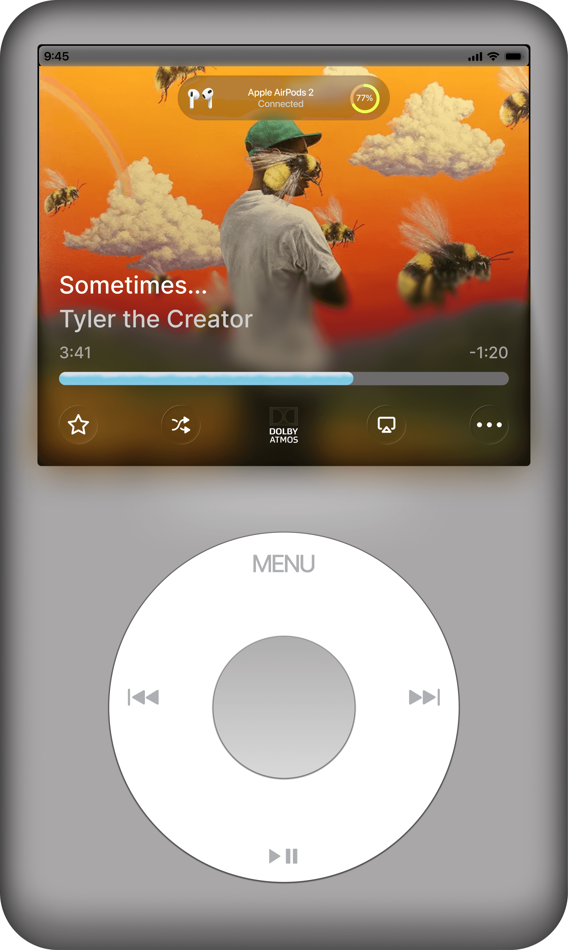 iPod Revive shown alongside AirPods demonstrating wireless audio ecosystem integration