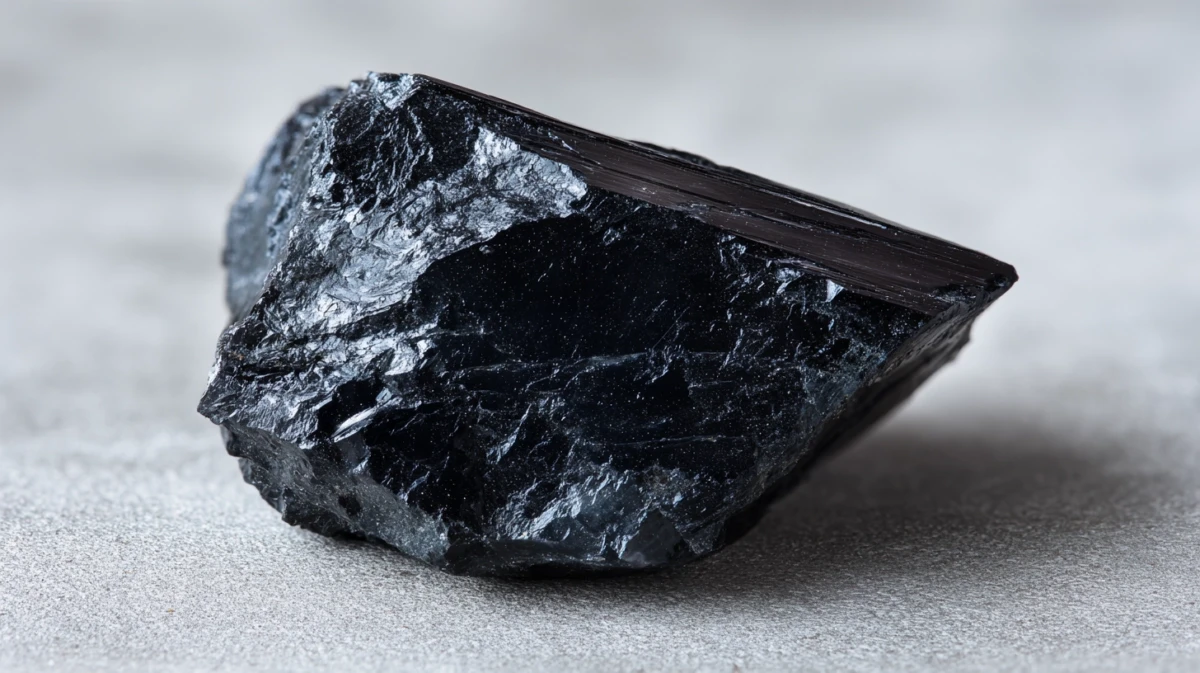 Black obsidian showing smooth volcanic glass surface