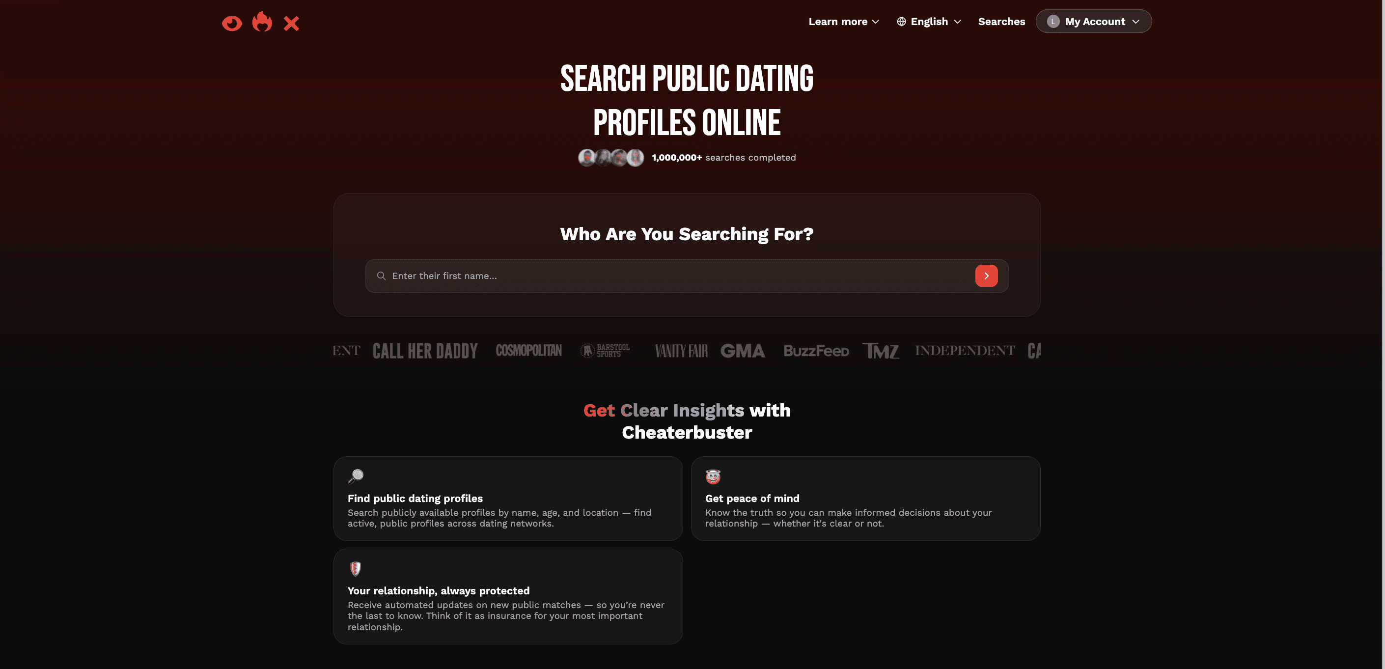heaterbuster AI dating profile search homepage in 2026