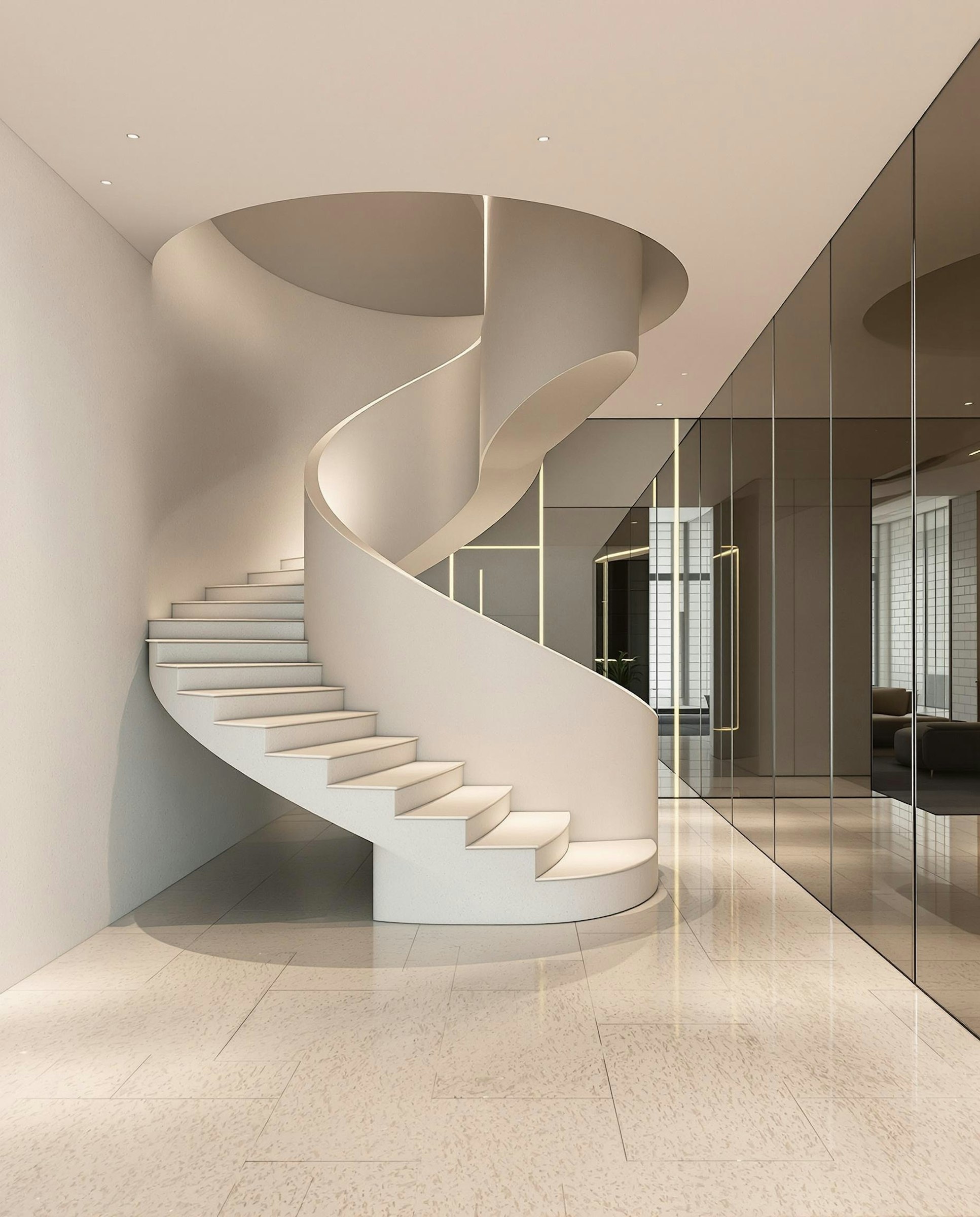 a white room with two chairs and a table