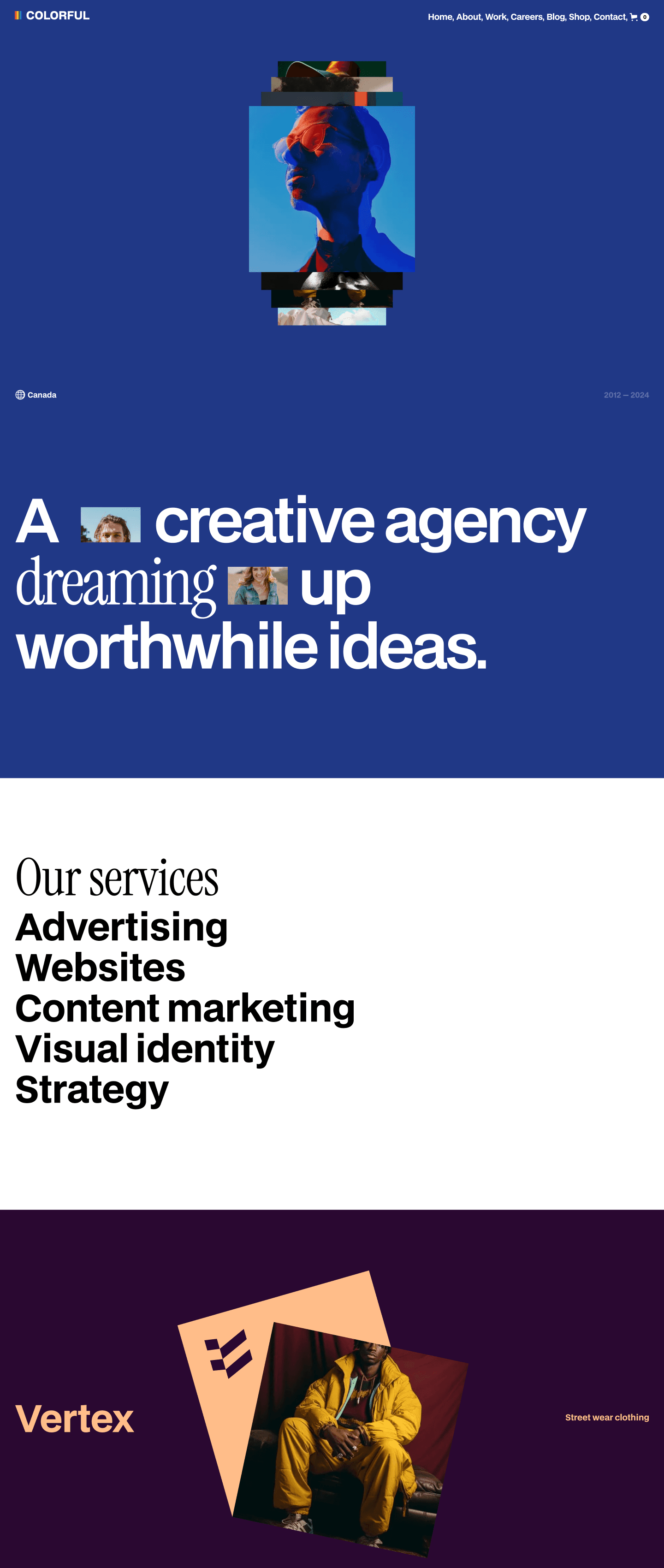 screenshot of colorful agency webflow template