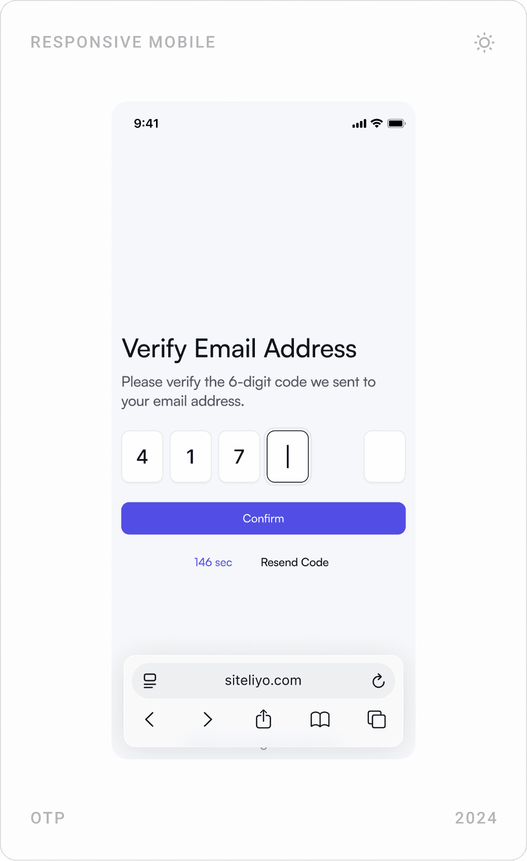 Structured Email Verification OTP Screen Design