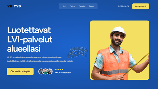 LVI-yrityksen nettisivu – selkeä palveluesittely ja luotettava ilme