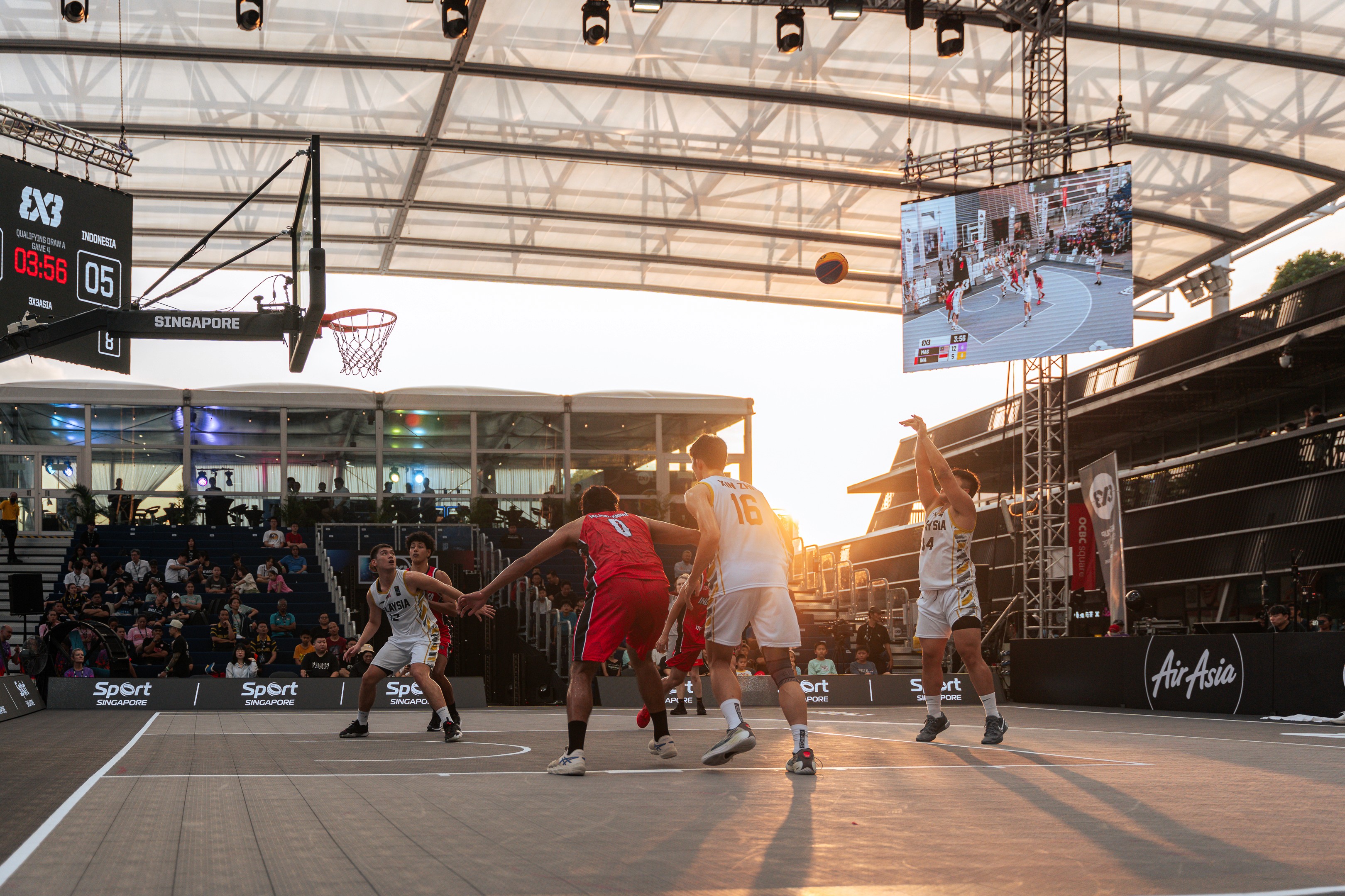 Player shooting a ball during the FIBA 3x3 tournament in Singapore, 2025