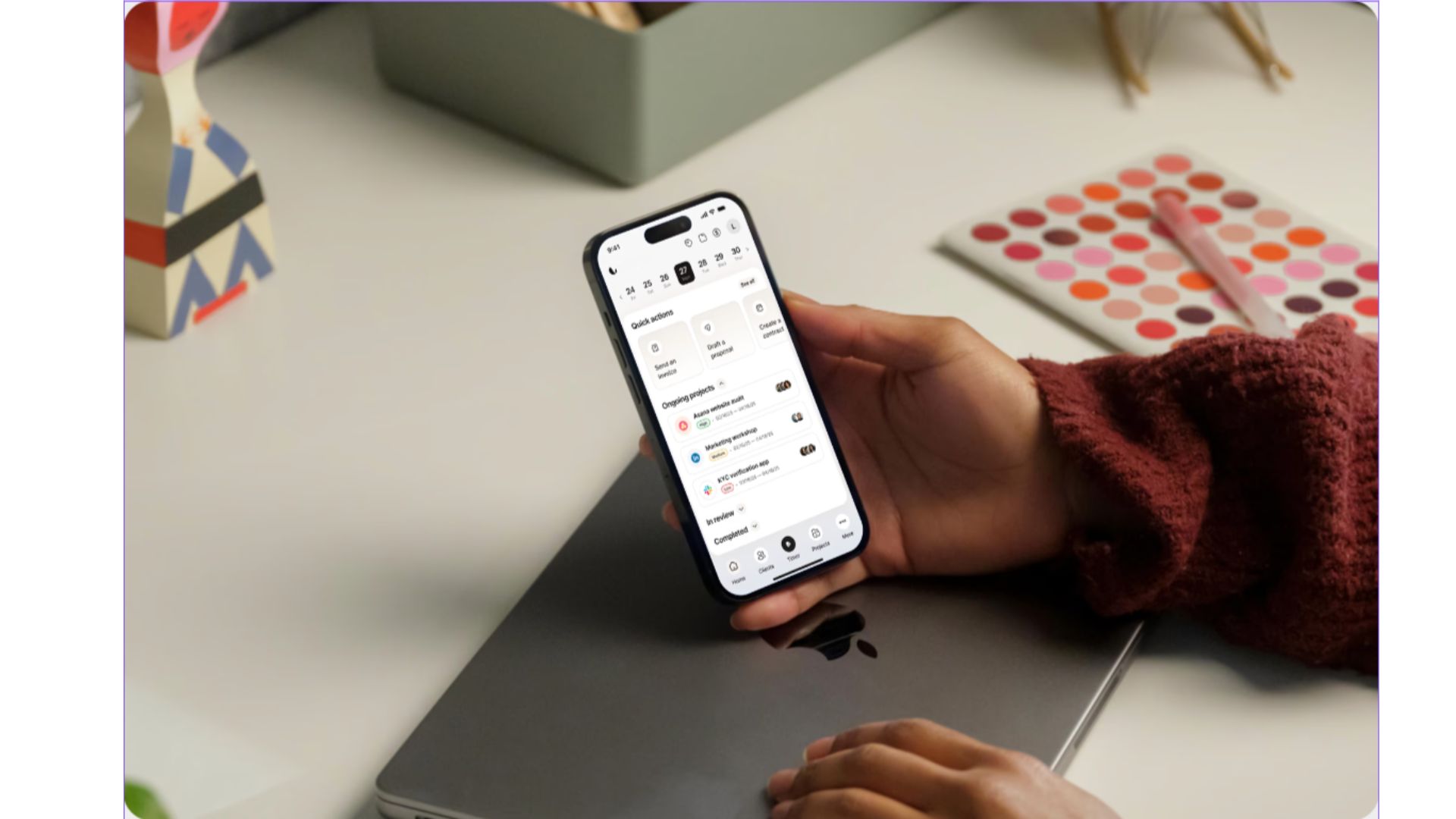 A mockup of Freelio's mobile app