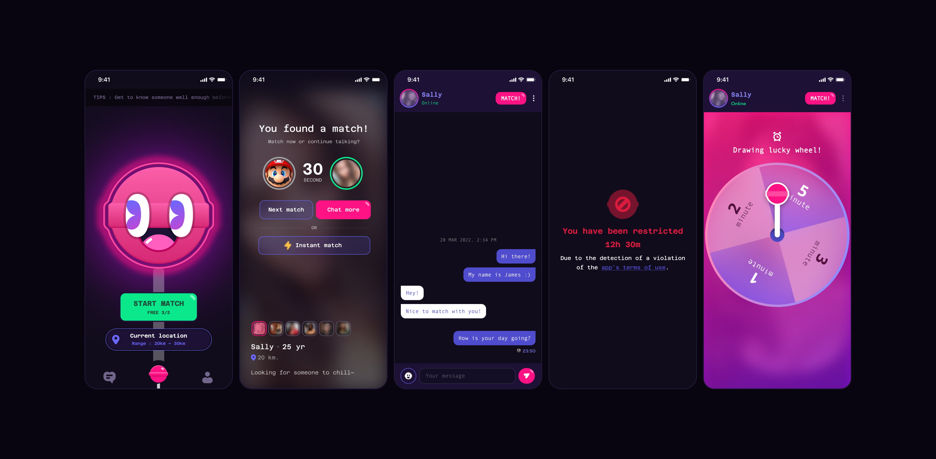 The key UX/UI pages on Omyim mobile app.