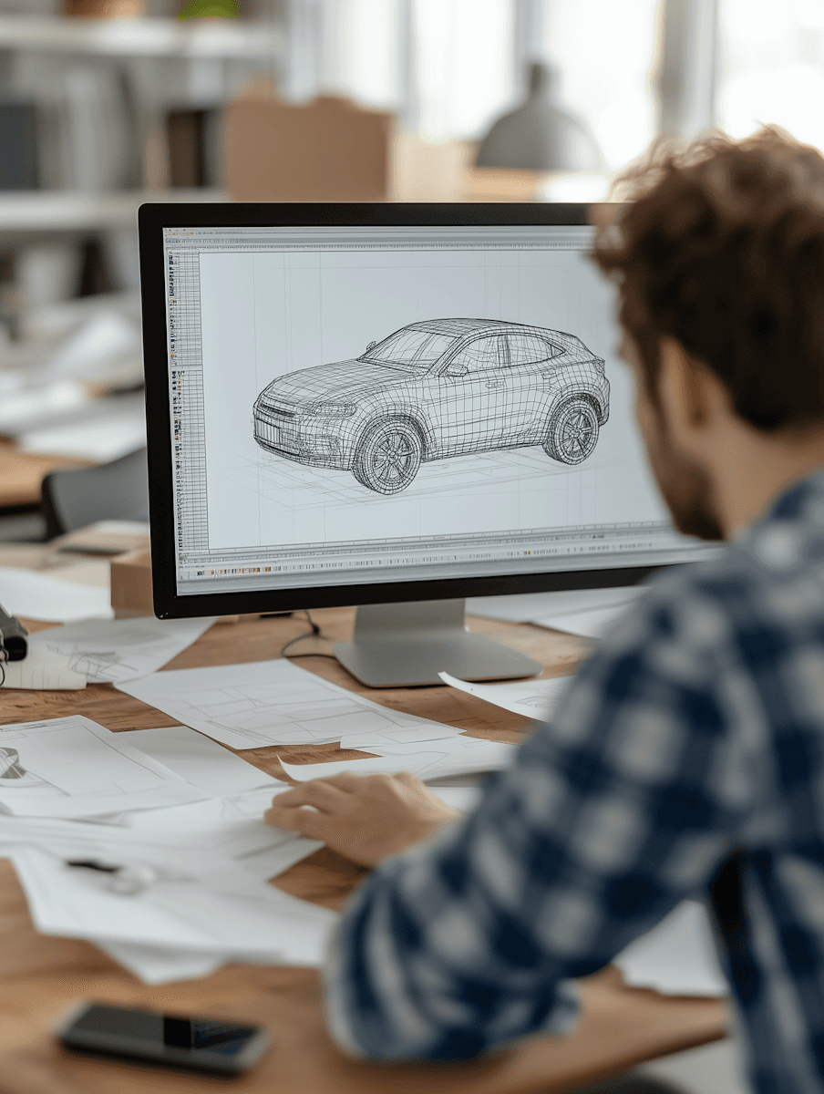 Image of a designer working on his computer