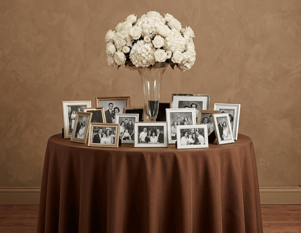 The Memory Table Centerpiece – funeral sympathy floral arrangement hand-delivered by local DMV florist | Our Legacy Thread™