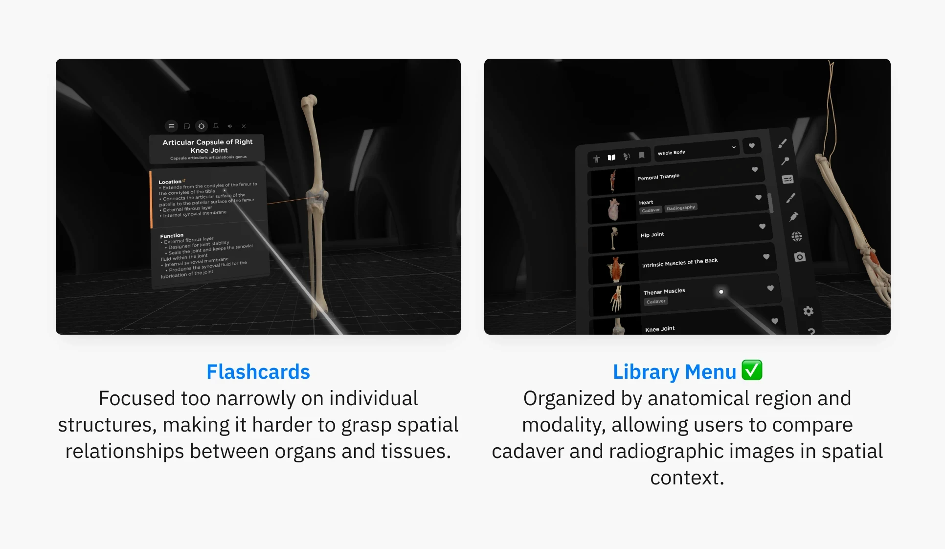 Diagram comparing flashcard and library-menu approaches for image learning