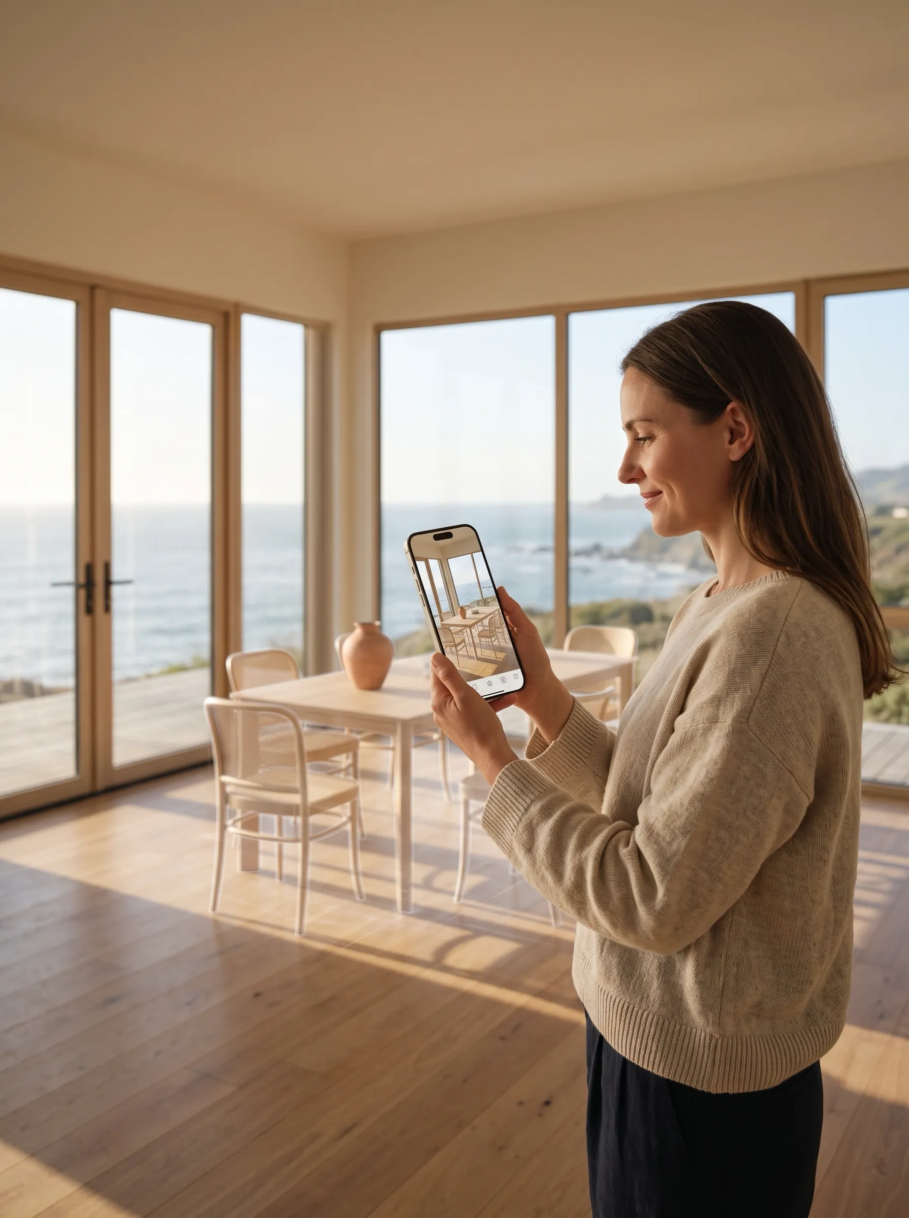 Interior designer reviewing color options in a modern home