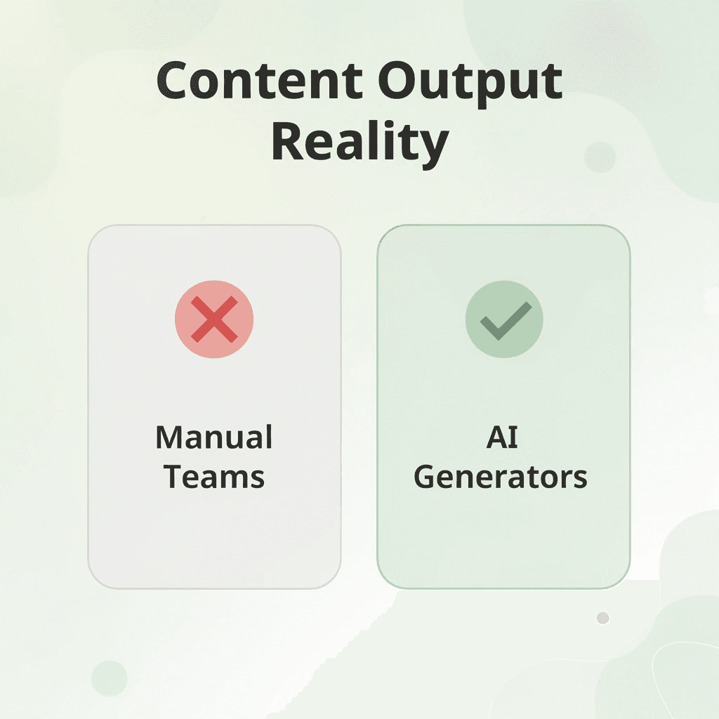 Before and after infographic comparing manual teams to AI video generators