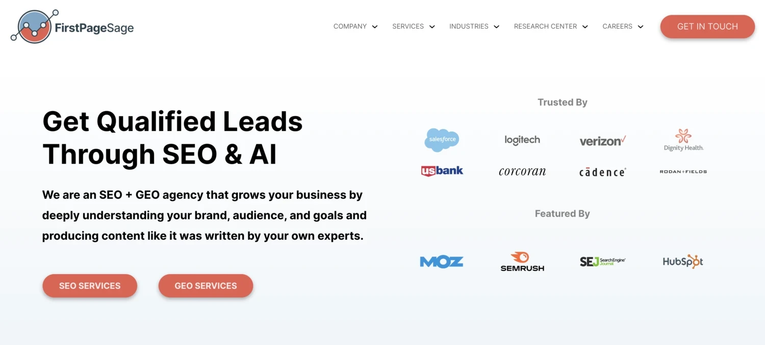 FirstPageSage agency homepage