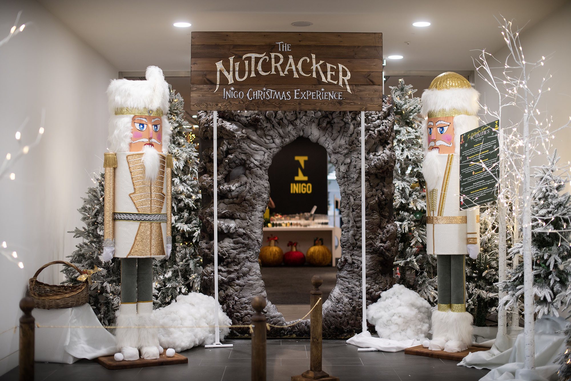 Nutcracker-themed stage decor for Inigo event