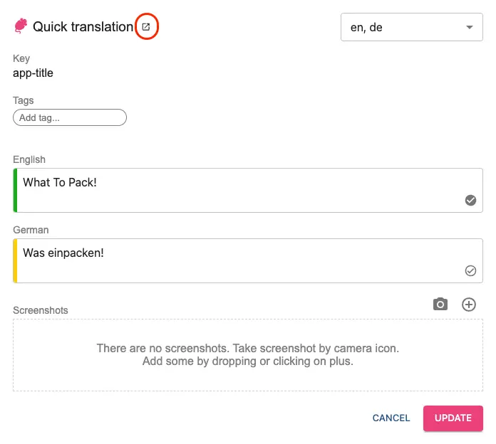 Tolgee Quick Translation