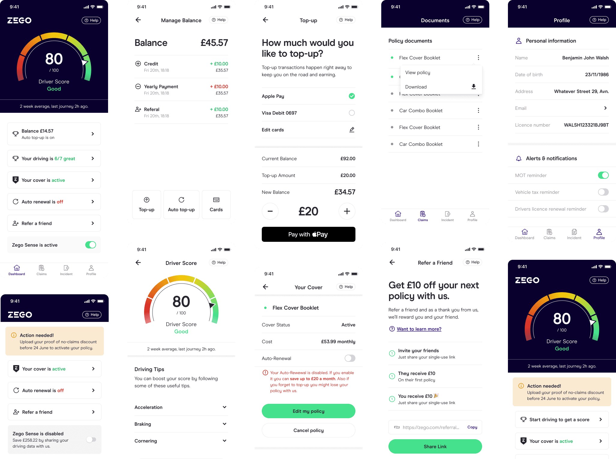 Dashboard and App feature UI Designs