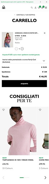 screenshot of cart page with carousel placement 