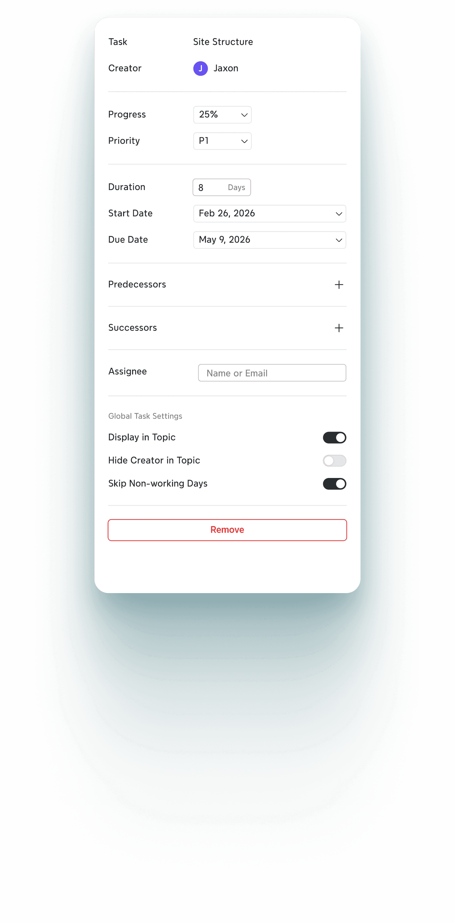 Project management in Xmind — assign tasks, adjust progress, and manage team workflows efficiently in one place.