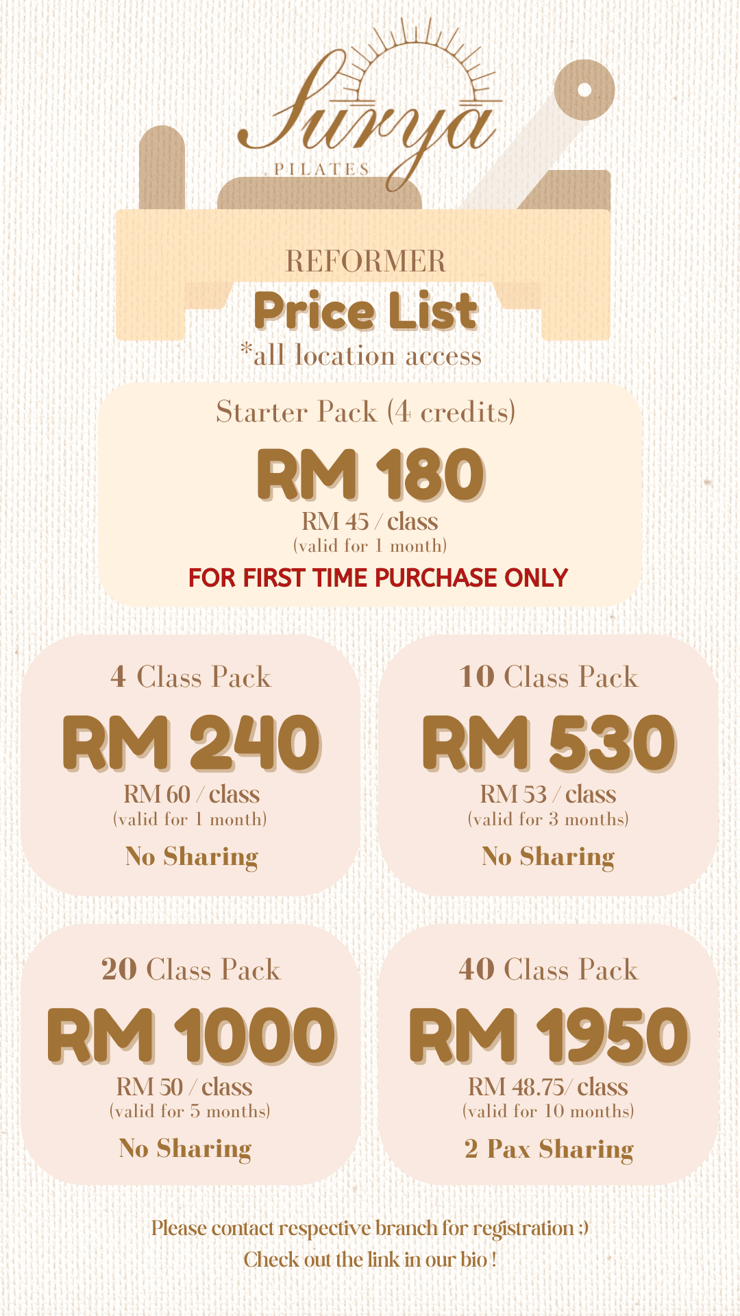 Surya Pilates Setia Taipan Pricing